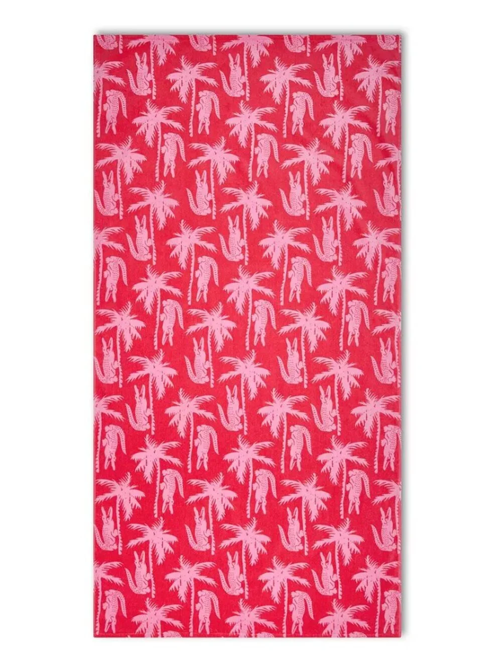NWT 2 Lacoste Crocodile Print Shirting Cotton Beach Towels coral pink